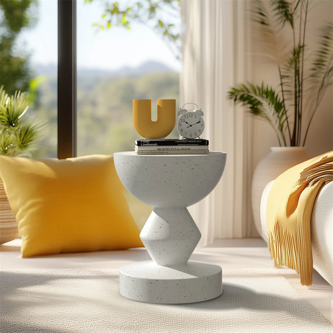 Modern Lightweight Concrete Side Table for Living Room Bedroom Sofa