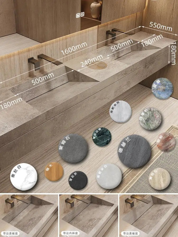 OMGD Stone Bathroom Vanity Set With Integrated Sink Customizable