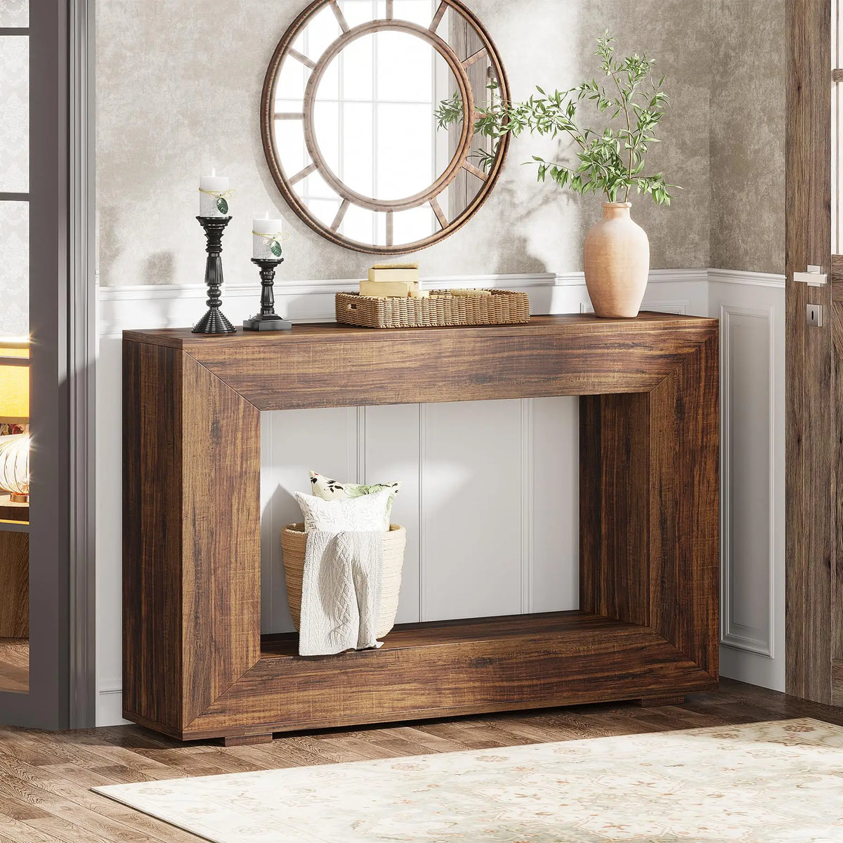 Tribesigns Farmhouse Console Sofa Table With Storage For Entryway