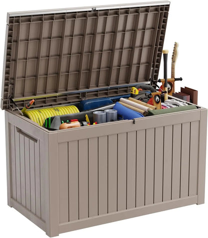 PatioZen 320 Gallon Large Resin Deck Box, Lockable Outdoor Storage Box for Patio Cushions Storage Furniture,Garden Tools