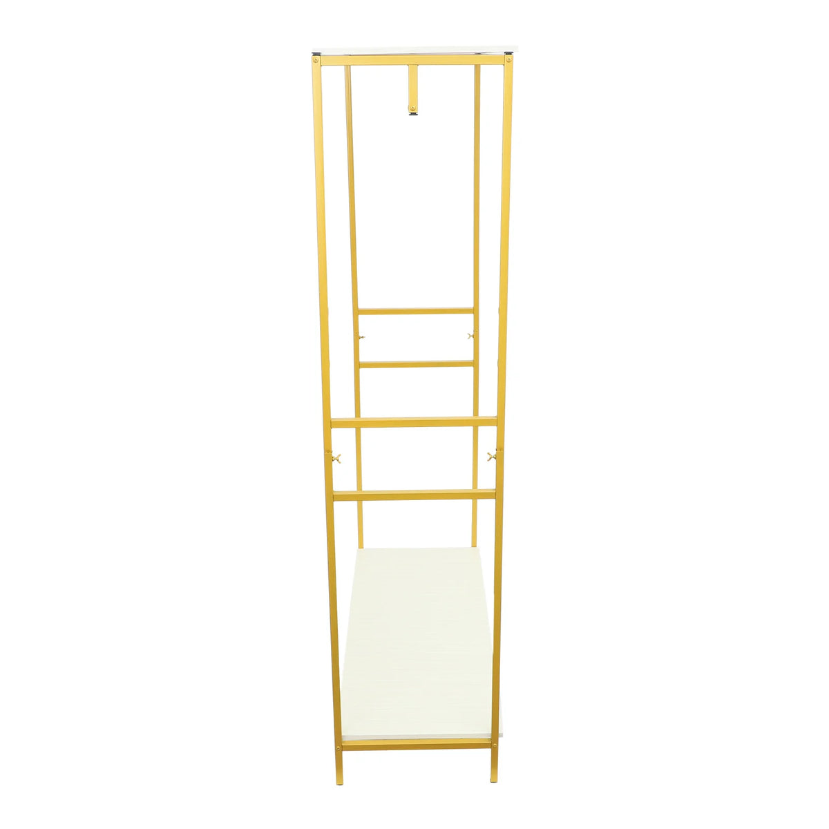 Gold Iron Clothing Rack with Shelves Wedding Dress Bridal Garment Rack Stand