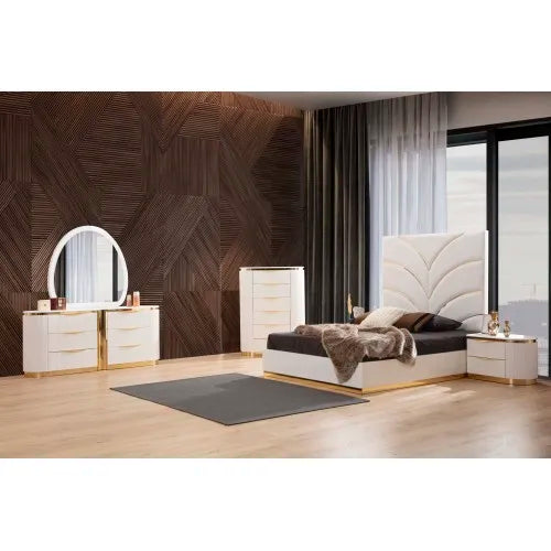 General Left Two-Drawer Wood Nightstand Minimalist