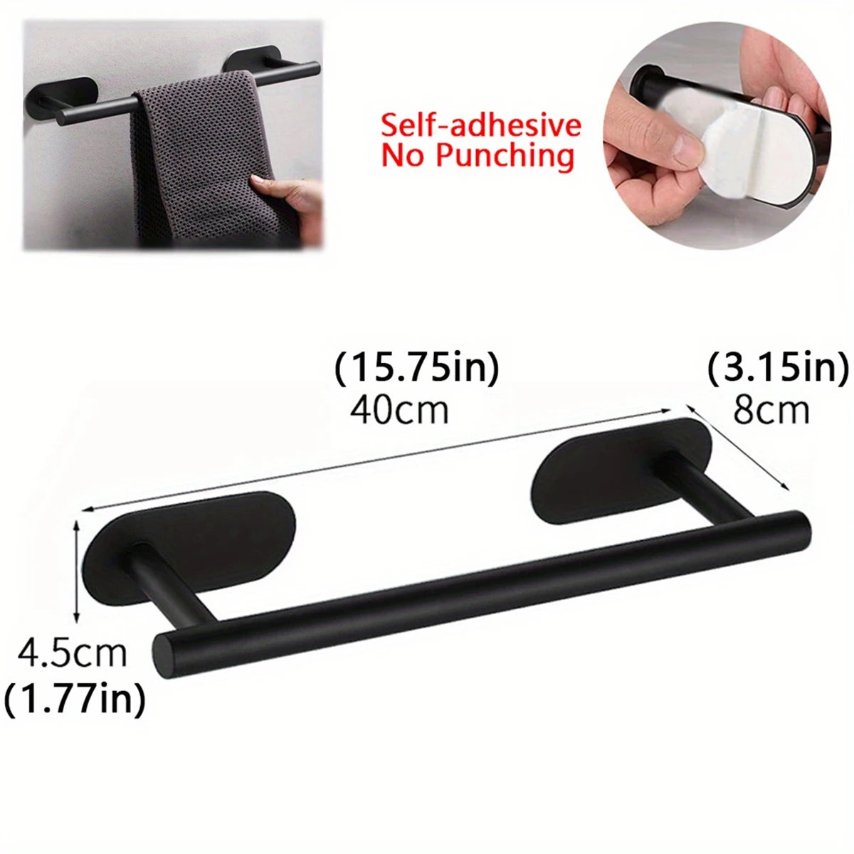 Towel Racks for Bathroom, Adhesive Towel Bar, Hand Towel Holder, Kitchen Towel Holder, No Drill Towel Holder, Bathroom Accessories