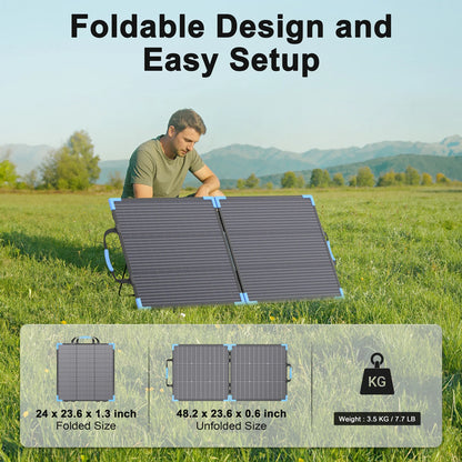 E-POWO 110W Portable Solar Panel Monocrystalline Foldable Solar with 23.5% Energy Conversion Rate For Power Station Camping RV