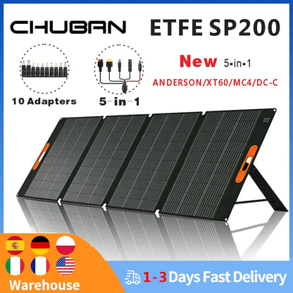 200W Portable Solar Panel 100W IP68 Waterproof Foldable Solar Panel Power Supply Backup Solar Charger Power Station RV Camping