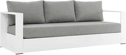 Tahoe Aluminum Outdoor Patio Sofa in White Gray