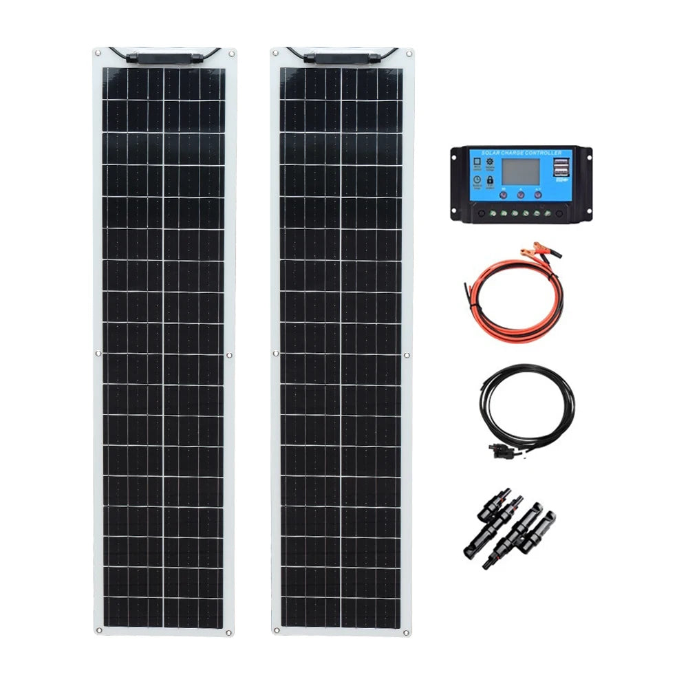 WUZECK Flexible Solar Panel Kit 50 Watt PV Module 100 Watt 12V 24V Solar Cable Cell Home Outdoor Car Boat Battery Camping Trip