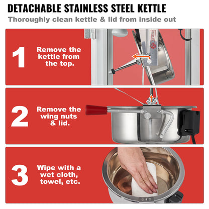 SucceBuy Commercial Electric Popcorn Maker with Stainless Steel Heating Tube