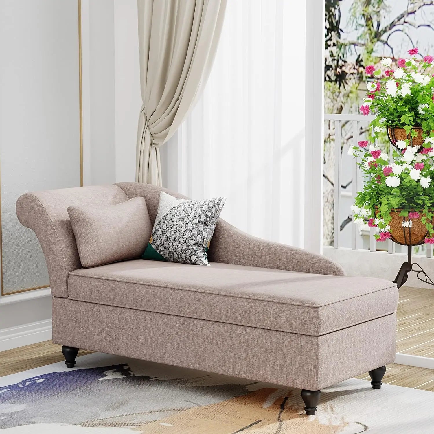 Modern Storage Chaise Lounge Indoor Fabric Chaise Lounges Chair Sleeper Lounge Sofa Recliner Chair for Bedroom, Customized