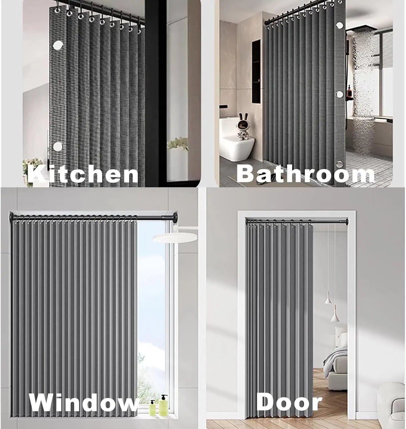 Folding Linen Shower Curtains for Bathroom with Magnets, Privacy Accordion Door Shower Curtain Waterproof with Punch-Free