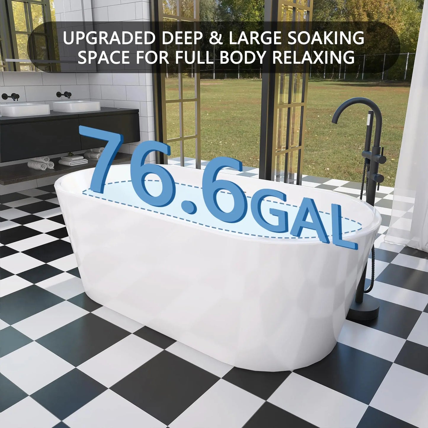 Sh.Kl Freestanding Acrylic Bathtub Soaking Tub for Bathroom