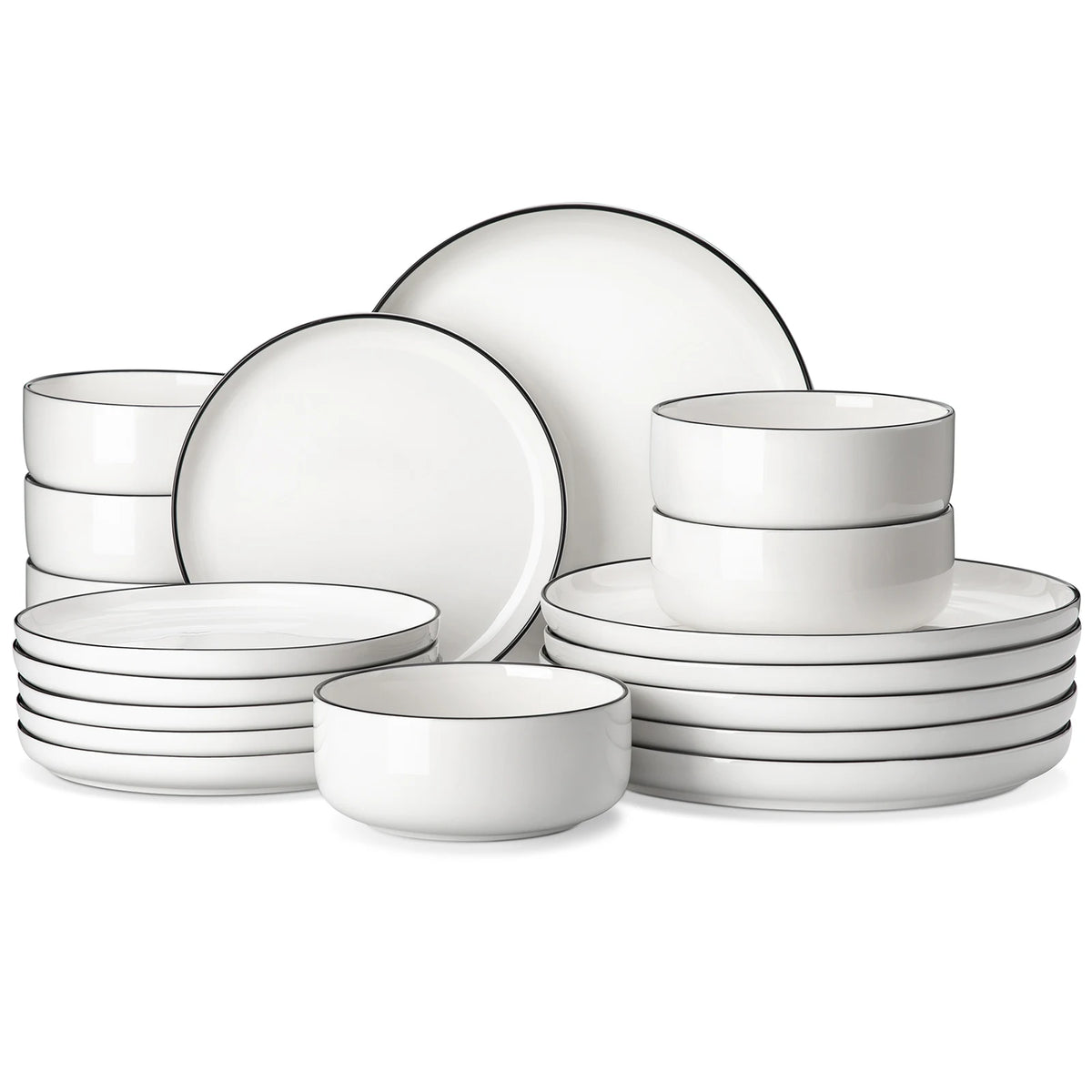 MALACASA Ceramic Porcelain Dinnerware Set With Plates And Bowls