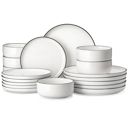 MALACASA Ceramic Porcelain Dinnerware Set With Plates And Bowls