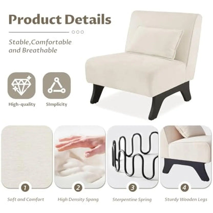 Upholstered Armless Lounge Chairs with Foam Cushioning and Bamboo Frame