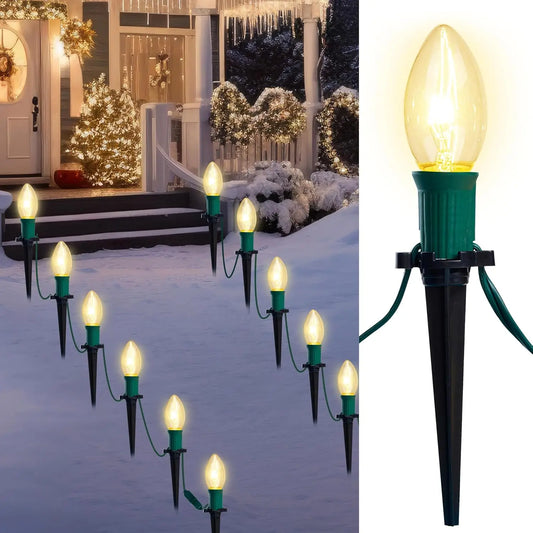 Joyfy C9 Christmas Pathway Lights Outdoor Waterproof String Lights For Holiday Decor