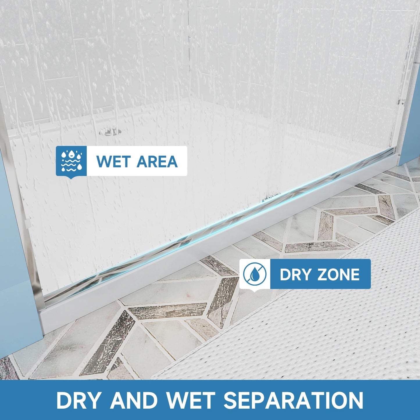 56"- 60" W x 72'' H Double Sliding Door, Semi-Frameless Shower Door, 1/4" (6mm) Tempered Glass for Walk-in Shower