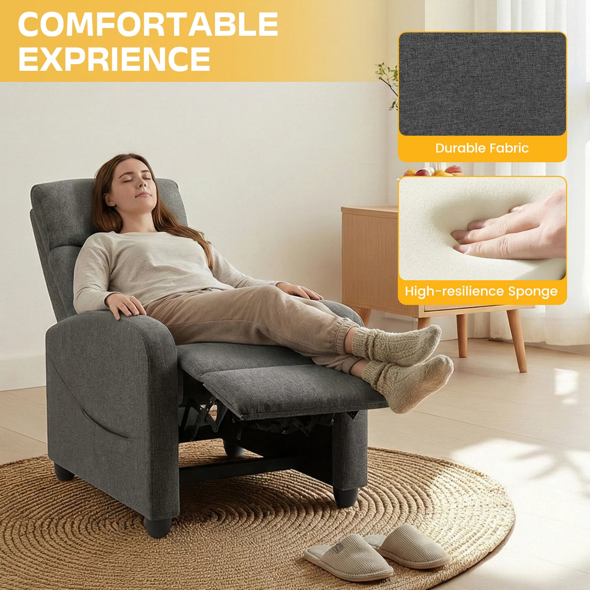 MCQ Modern Reclining Sofa With Lumbar Support For Home Theater