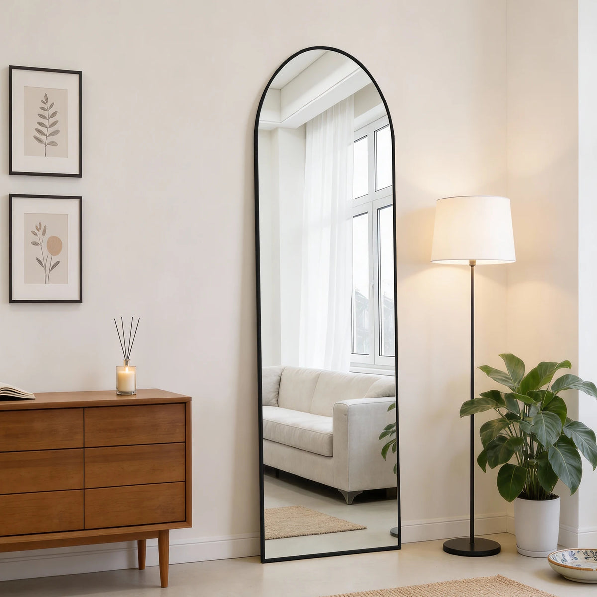 JHK Full Length Wall Mirror With Stand For Home Decor