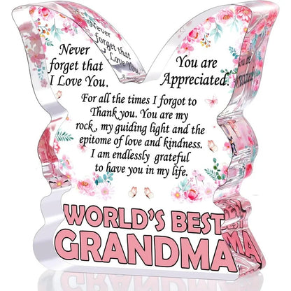 Butterfly Grandma Plaque - Heartfelt Gift from Granddaughter for Christmas &amp; Mother&