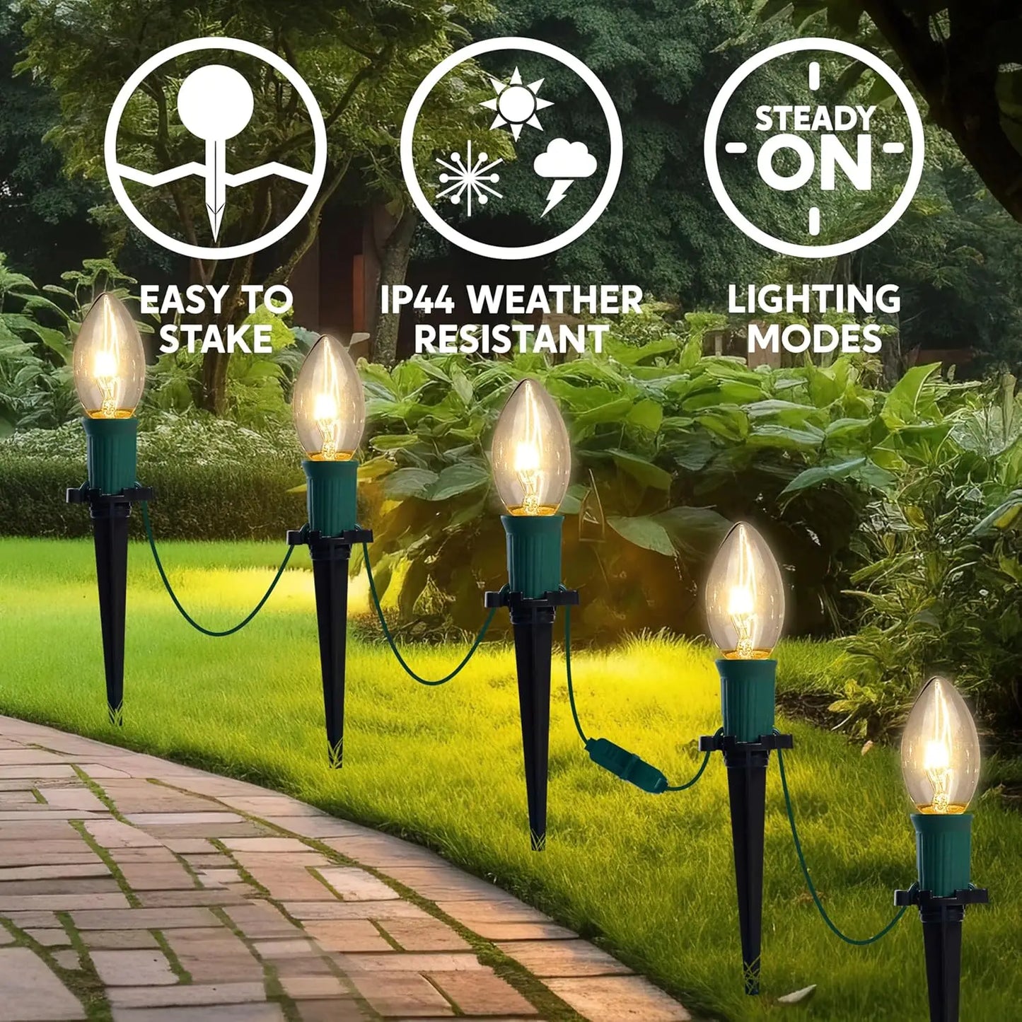 Joyfy C9 Christmas Pathway Lights Outdoor Waterproof String Lights For Holiday Decor