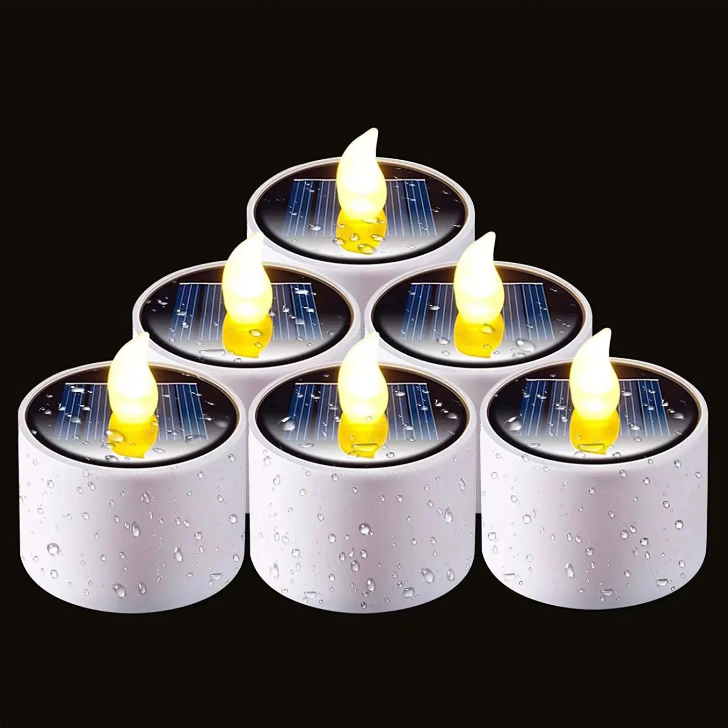 6 pieces of solar candle light, Solar LED tea night light, date romantic atmosphere decoration, lighting Camping home decoration