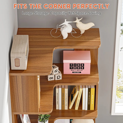 Tribesigns Industrial Corner Bookshelf with Anti Drop Panel