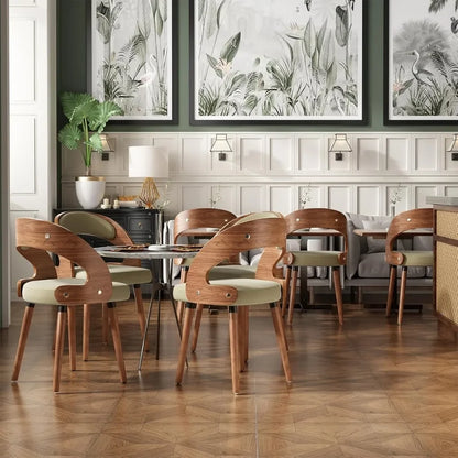 Modern Wood Dining Chairs Set of 4 Upholstered with Curved Backrest for Kitchen Dining Room Living Room, Customized