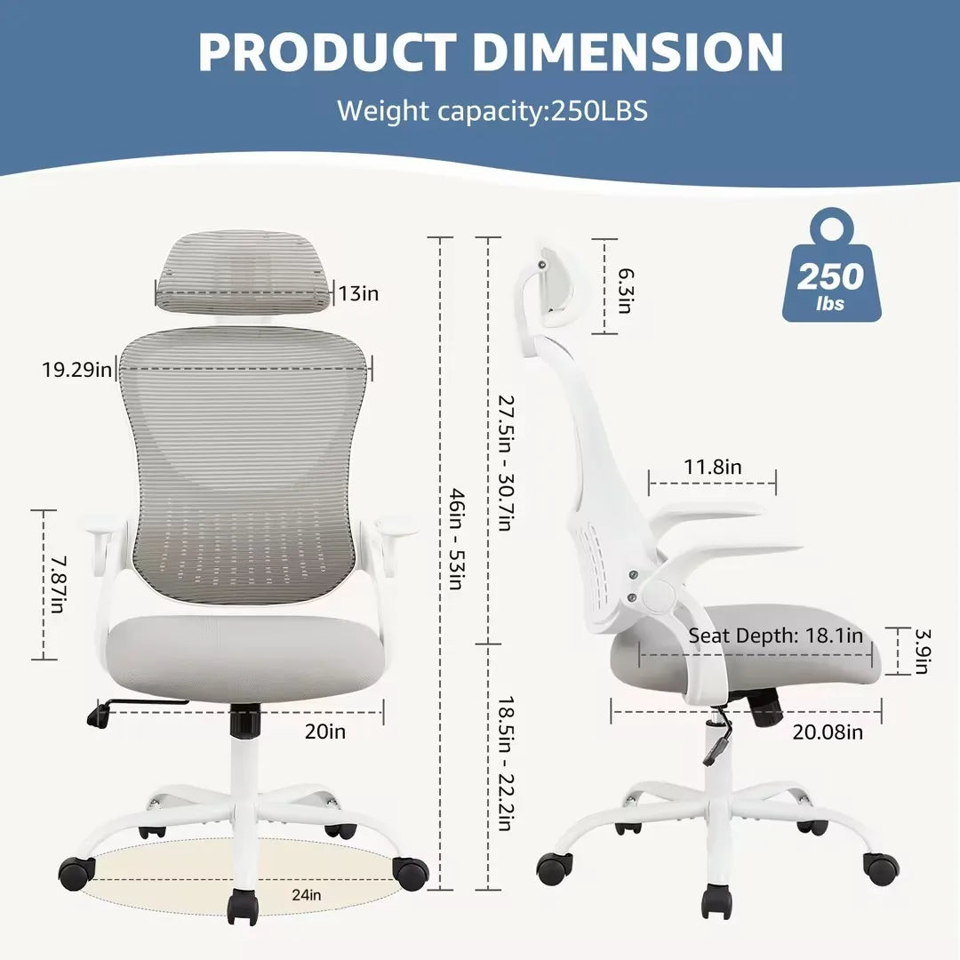 JHK Ergonomic Mesh Office Chair Flip Up Arms Lumbar Support