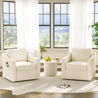 360 Swivel Accent Chair Set of 2 Upholstered Reading Chairs