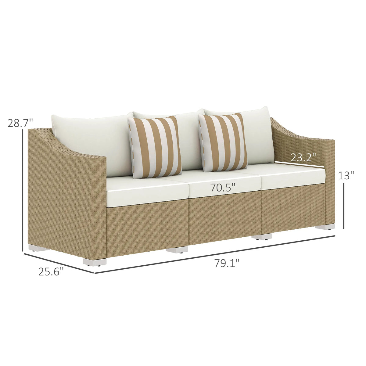 Outsunny Outdoor Wicker Patio Sofa With Cushions And Throw Pillows