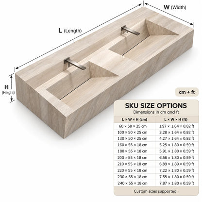 Custom Luxury Natural Stone Bathroom Vanity With Integrated Dual Basin