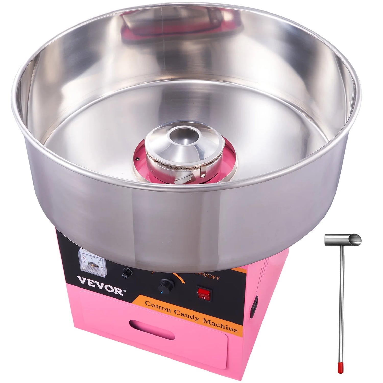 SucceBuy Electric Cotton Candy Machine Commercial Floss Maker with Stainless Steel Bowl Sugar Scoop Drawer for Birthday Party