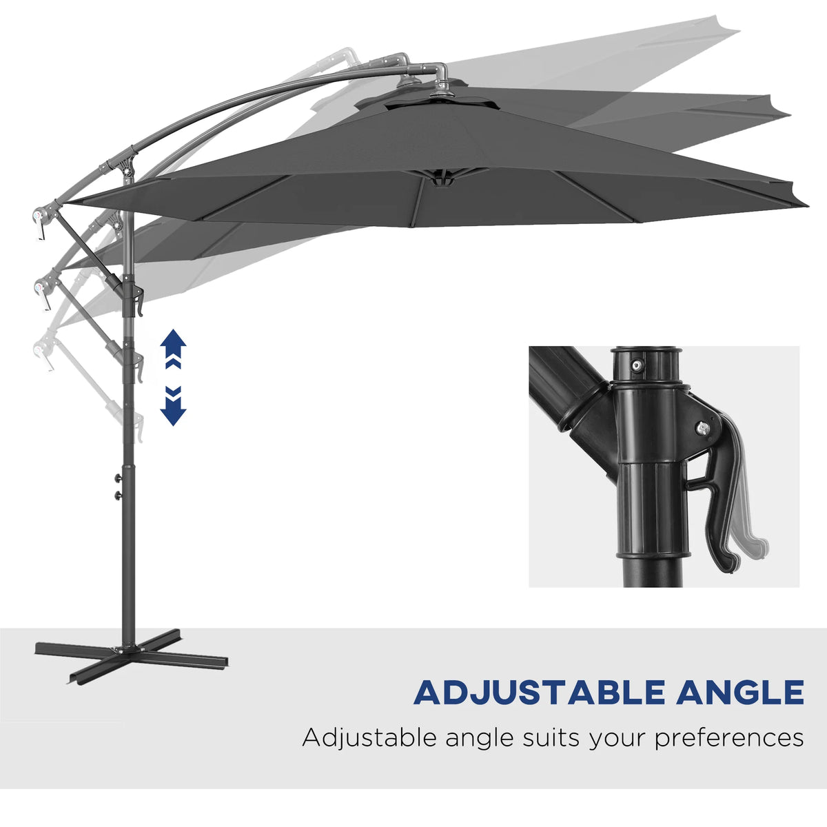 Outsunny Cantilever Patio Umbrella With Tilt UV Water Resistant Canopy