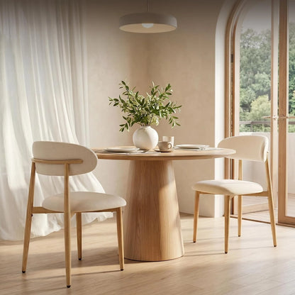 Dining Chairs Set of 4, Metal Kitchen Chairs with Modern Fabric Upholstered for Dining Room, Beige, Customized