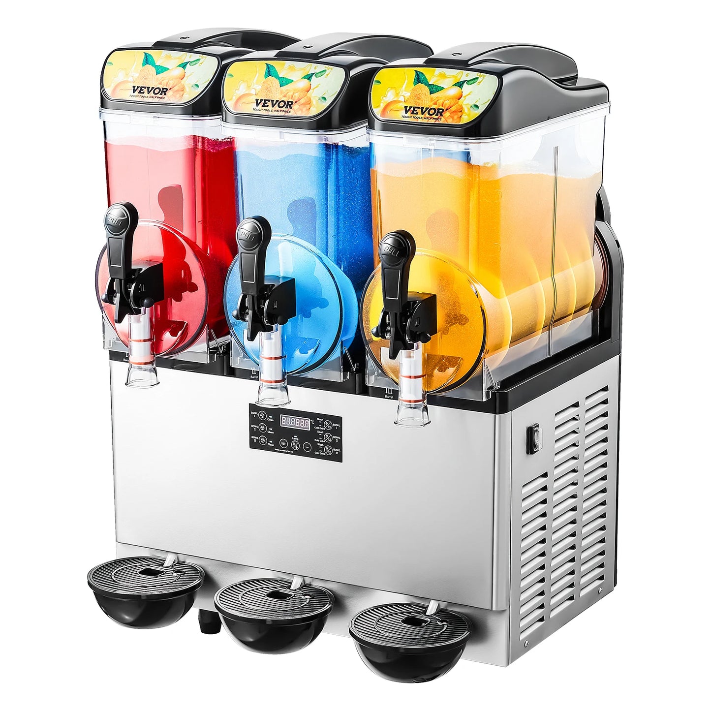 Succebuy 15L Commercial Frozen Drink Maker Triple Tank Slushy Machine Slushie Maker for Home Party Restaurants Cafe Bars