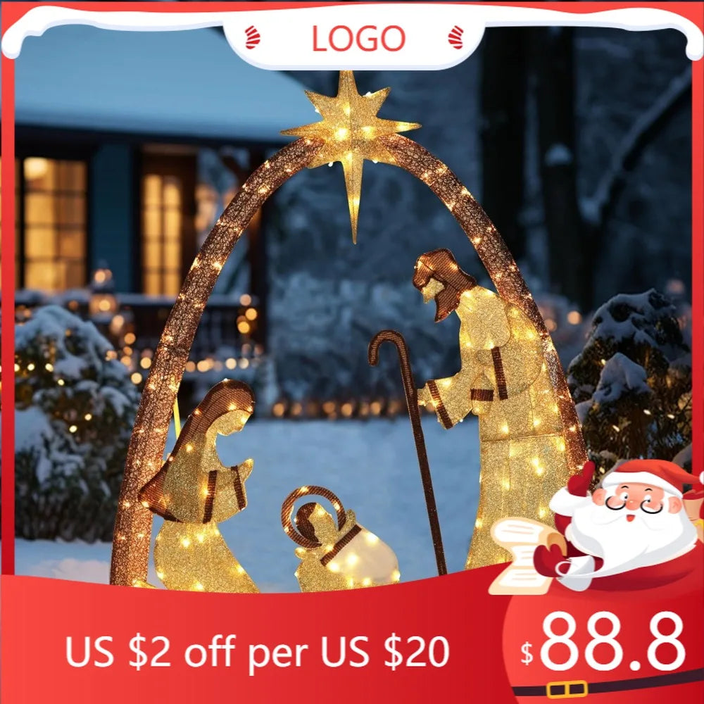 XMSJ Illuminated Outdoor Nativity Display For Christmas Lawn Decor CollectionBundle