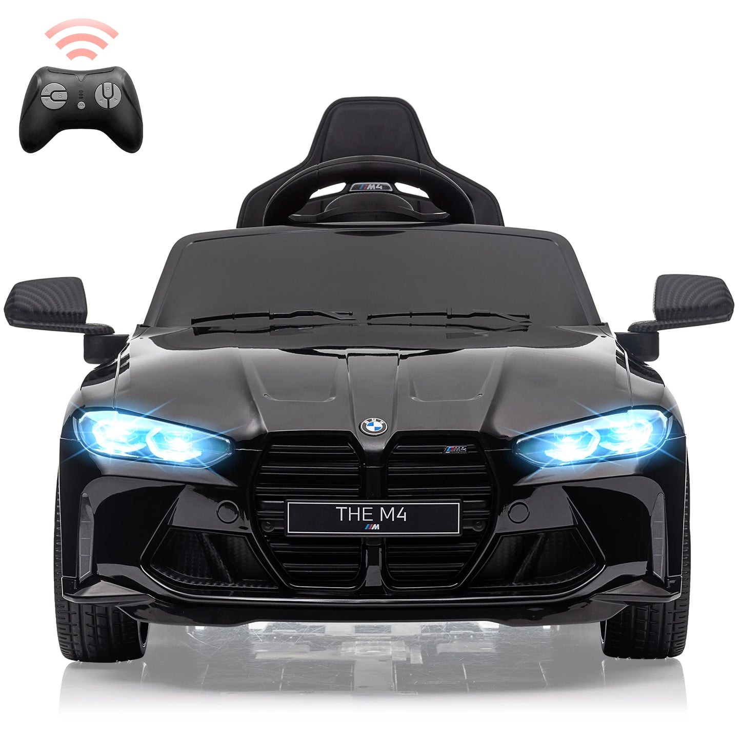 12V Electric Ride On Car w/RC,Licensed by BMW M4 Toddler Toy Vehicle for Kid with Suspension System,3 Speeds,Bluetooth,LED Light