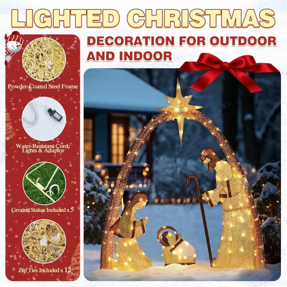 XMSJ Illuminated Outdoor Nativity Display For Christmas Lawn Decor CollectionBundle
