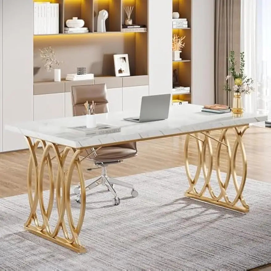 Executive Desk,Large Computer Desk, Modern Office Desk Conference Table Meeting Room Table, Business Furniture for Home Office
