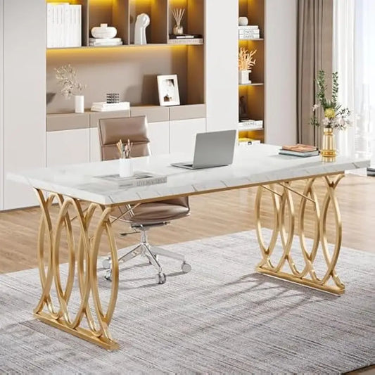 Executive Desk,Large Computer Desk, Modern Office Desk Conference Table Meeting Room Table, Business Furniture for Home Office