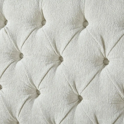 AMERLIE King Size Platorm Bed e, Chenille Upholstered Sleigh Bed with Scroll Wingback board &amp; ootboard/Button Tuted/No Box Sprin