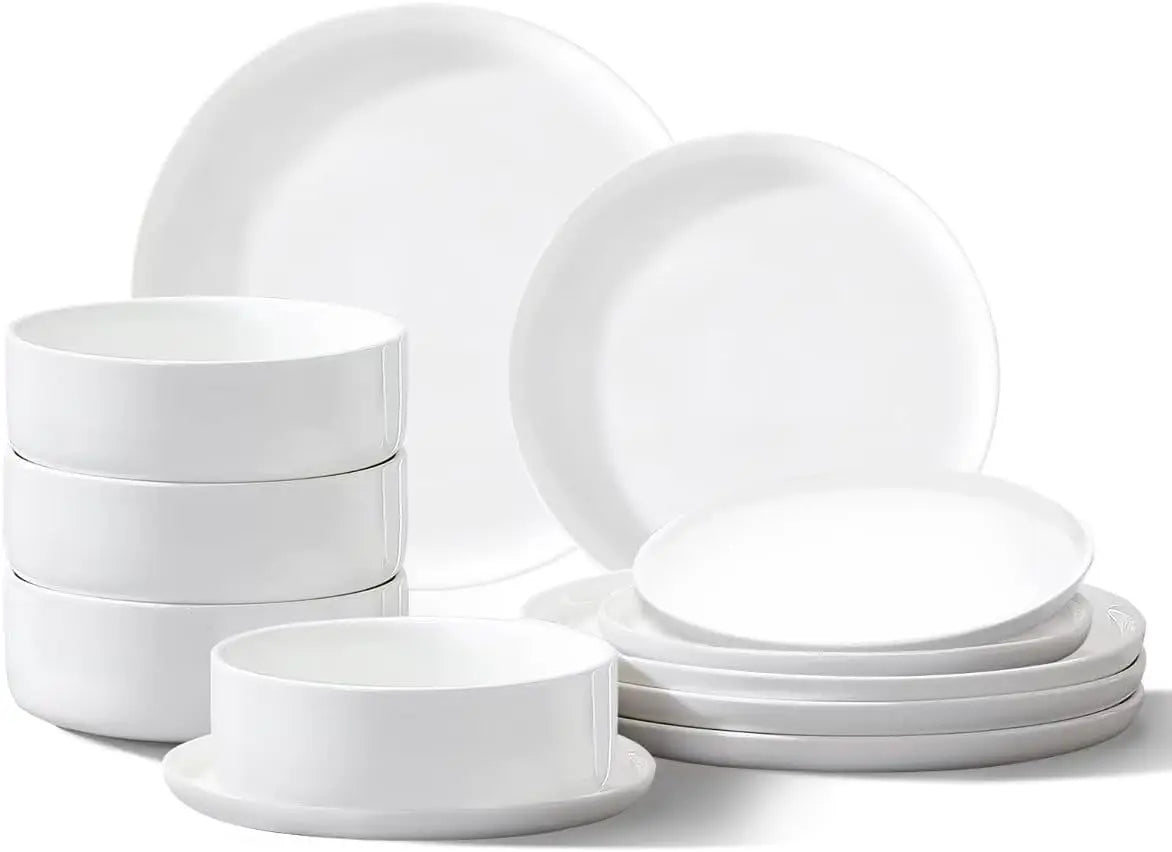 12-Piece Porcelain Dinnerware Set for 4 Microwave and Dishwasher Safe