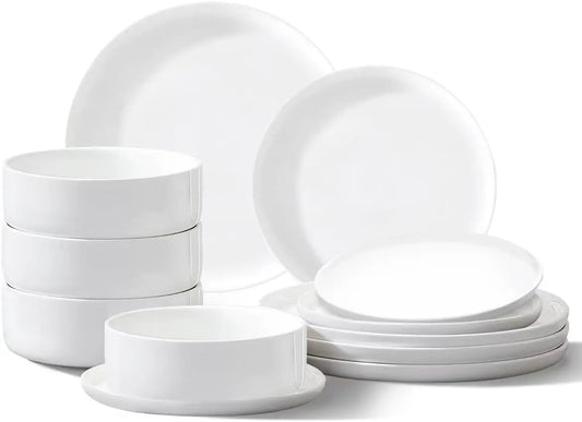 12-Piece Porcelain Dinnerware Set for 4 Microwave and Dishwasher Safe