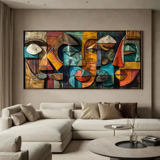 QIPINGARTCN Modern Abstract Geometry Canvas Art Print Unframed Wall Decor