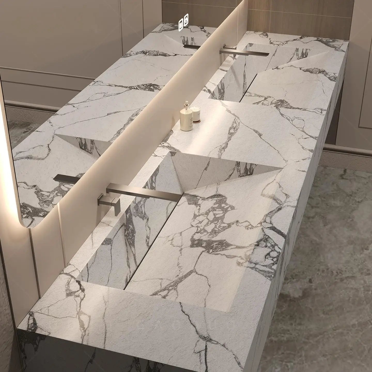 OMGD Stone Bathroom Vanity Set With Integrated Sink Customizable