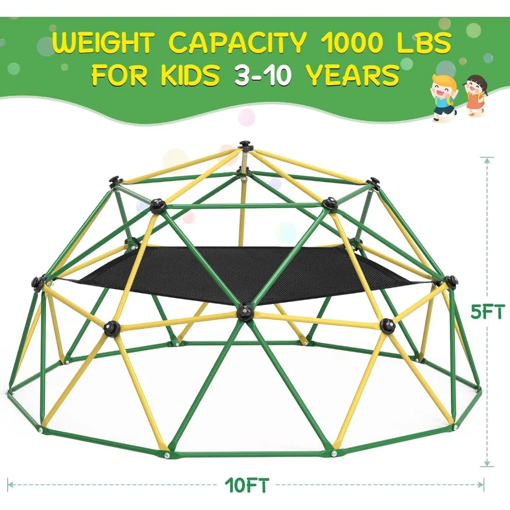 GIKPAL Climbing Dome, 10FT Dome Climber with Hammock for Kids 3 to 10 Outdoor Play Equipment, Supports up to 1000lbs Jungle Gym,