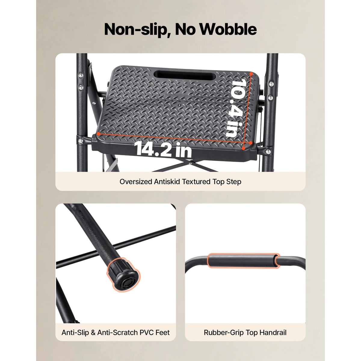 SucceBuy 2/3/4/5 Step Ladder Folding Step Stool with Wide Anti-Slip Pedal Tray Dual Side Handrails 600 home Household and Office