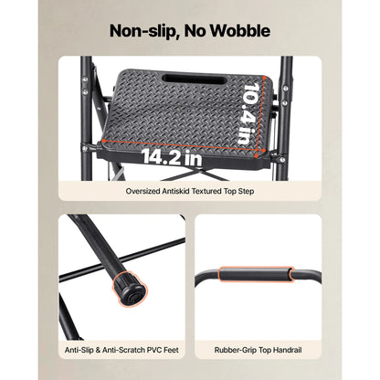 SucceBuy 2/3/4/5 Step Ladder Folding Step Stool with Wide Anti-Slip Pedal Tray Dual Side Handrails 600 home Household and Office