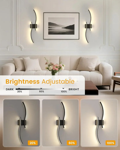 27.6 Inch Battery Operated Wall Sconce Set of 2, Black Modern Rechargeable Wall Lights with Remote, 3CCT Dimmable Wireless Wall