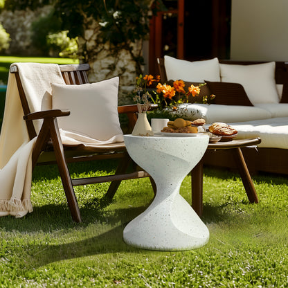 Hourglass Lightweight Concrete Side Table for Bedroom and Living Room